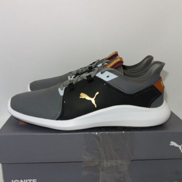 NEW PUMA IGNITE FASTEN8 Spikeless Golf Shoes Men\'s 7 Black Gray Gold main image 4